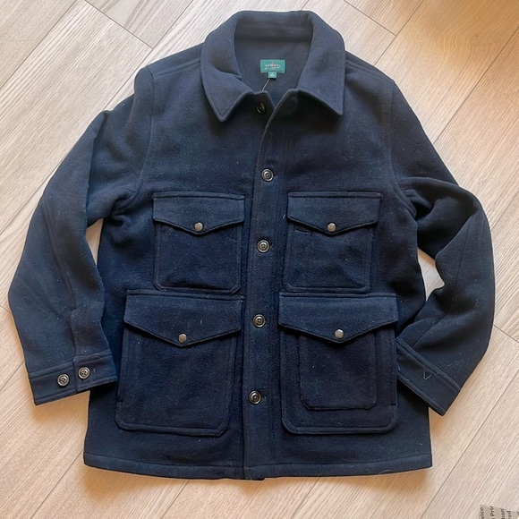 J Crew NWT $298 Cruiser Jacket in Double-Faced Wool Blend LARGE NAVY - Picture 2 of 4